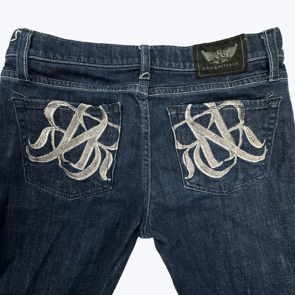 Rock & Republic Women's Blue Jeans Size 28 Kasandra Style Tie‎ Detail on Legs - Picture 6 of 8
